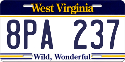 WV license plate 8PA237