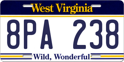 WV license plate 8PA238