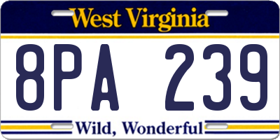 WV license plate 8PA239