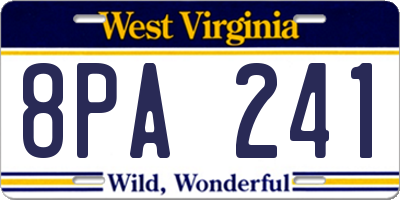 WV license plate 8PA241