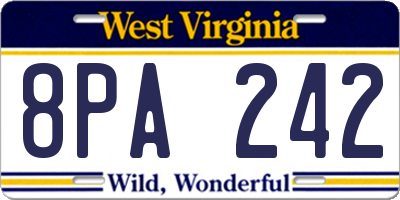 WV license plate 8PA242