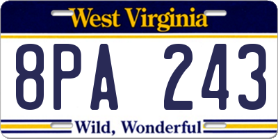 WV license plate 8PA243