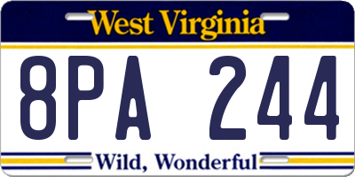 WV license plate 8PA244