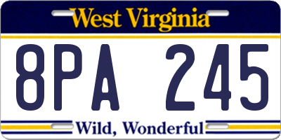 WV license plate 8PA245