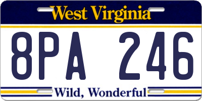 WV license plate 8PA246