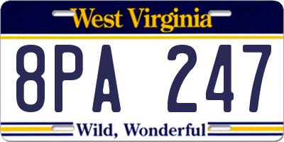 WV license plate 8PA247