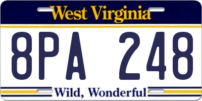 WV license plate 8PA248