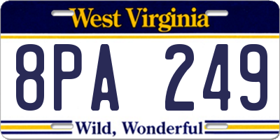 WV license plate 8PA249