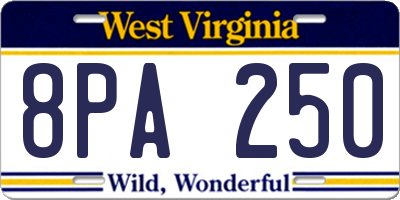 WV license plate 8PA250