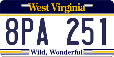 WV license plate 8PA251