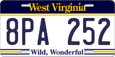 WV license plate 8PA252