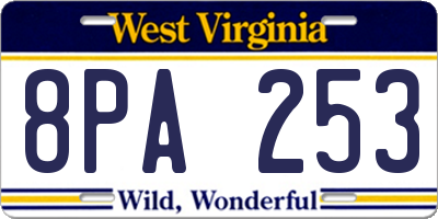 WV license plate 8PA253
