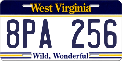 WV license plate 8PA256