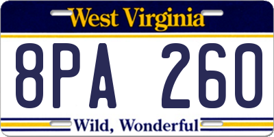 WV license plate 8PA260