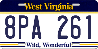 WV license plate 8PA261