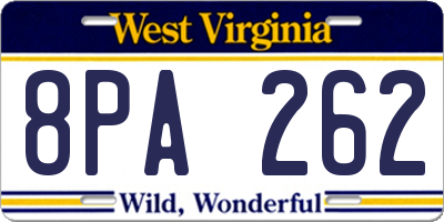 WV license plate 8PA262