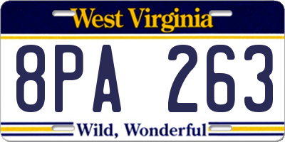 WV license plate 8PA263