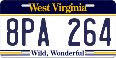 WV license plate 8PA264