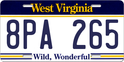 WV license plate 8PA265