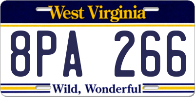 WV license plate 8PA266