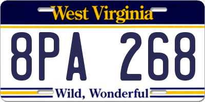 WV license plate 8PA268