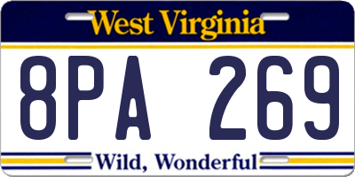 WV license plate 8PA269