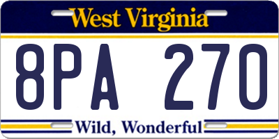 WV license plate 8PA270