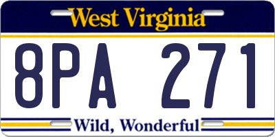 WV license plate 8PA271