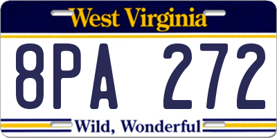 WV license plate 8PA272