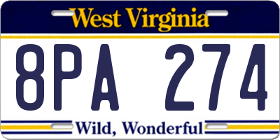WV license plate 8PA274