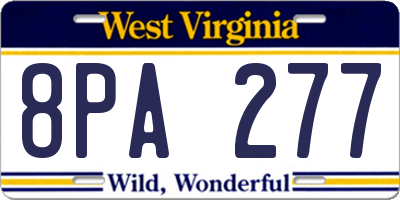 WV license plate 8PA277