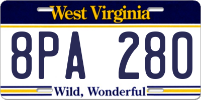WV license plate 8PA280