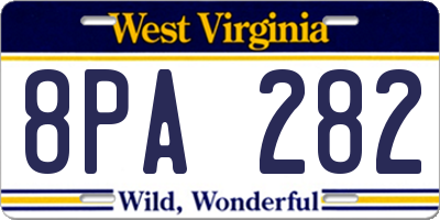 WV license plate 8PA282
