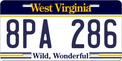 WV license plate 8PA286