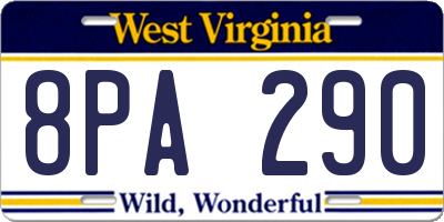 WV license plate 8PA290