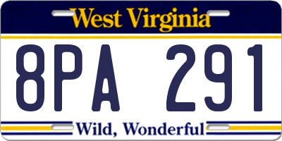 WV license plate 8PA291