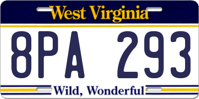 WV license plate 8PA293