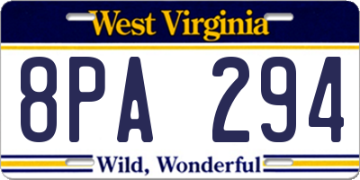 WV license plate 8PA294