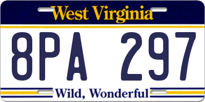 WV license plate 8PA297