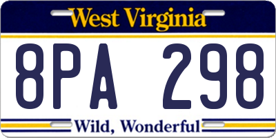 WV license plate 8PA298