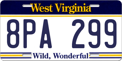 WV license plate 8PA299