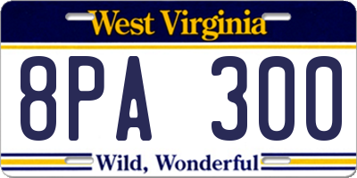 WV license plate 8PA300