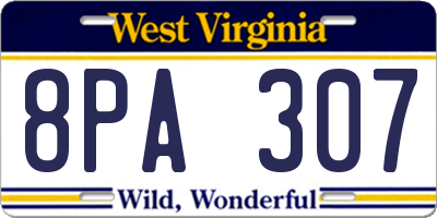 WV license plate 8PA307