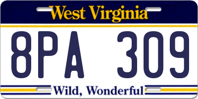 WV license plate 8PA309