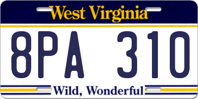 WV license plate 8PA310