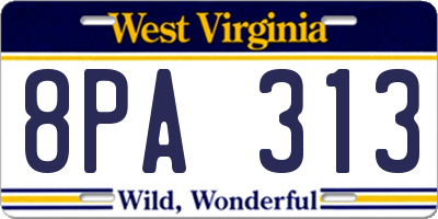 WV license plate 8PA313