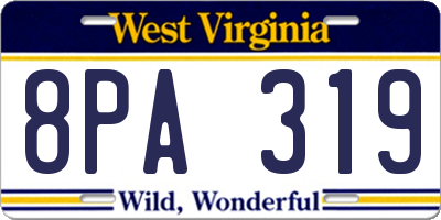 WV license plate 8PA319