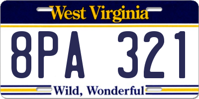 WV license plate 8PA321