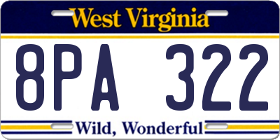 WV license plate 8PA322