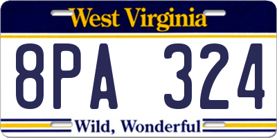 WV license plate 8PA324